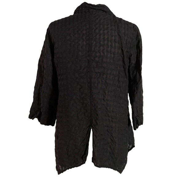 Cut Loose Linen Blend Handkerchief Hem Button Front Top - Picture 3 of 7